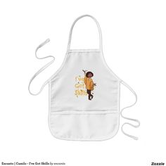 a child's apron with an image of a cartoon character on the front and back