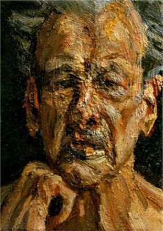 a painting of an old man with his hands on his face