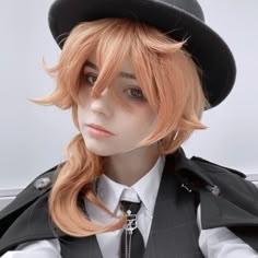 Chuuya Hair, Chuuya Nakahara Hairstyle, Chuuya Cosplay, Chuuya Cosplay Aesthetic, Chuuya Cosplay Makeup, Dazai And Chuya Cosplay, Bungou Stray Dogs Chuya, Chuuya Nakahara, Bungou Stray Dogs Characters