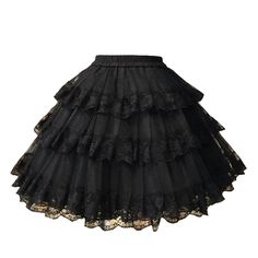 PRICES MAY VARY. Tulle and lace 3-layered Lolita Dance Pettiskirt. Waist:23.6-33.46inches,Skirt Length: 17.7inch Pettiskirt for S-XL Girls-Teen and Adult Wear occasion: casual and special (Halloween, Cosplay,Wedding;Cocktail;Birthday party;Photo shoot;Portraits.) 
Hand-made high quality Lolita Cosplay Ruffle Skirt or Dress for Lolita Fans. You can wear it for work or join a lolita cosplay party. Cosplay Skirt, Black Cosplay, 90's Fashion, 90s Outfit, Three Layer, Goth Outfits, Tutu Skirt, Gothic Lolita, Ruffle Skirt