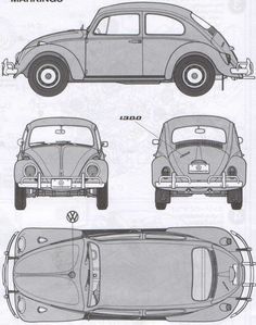 an old volkswagen car is shown in this drawing