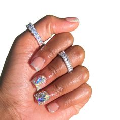 It Girl – The Nail Engineer Glitter And Stone Nail Art, Gold Nail Set Short, Silver Glitter Acrylics, Junk Nails Bling Short, Bling Short Acrylic Nails, Short Acrylic Overlay Nails, Bad And Boujee Nails Short, Short Blinged Out Nails, Short Glam Nails