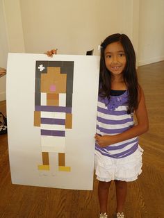 Love this. This self portrait was made entirely of small square shaped pieces of colored paper! #San Jose Museum of Art DIY art Minecraft self portraits! 2nd Grade Art, 4th Grade Art, 3rd Grade Art, Art Cart, Paint Swatches, Color Lab, Elementary Art Projects