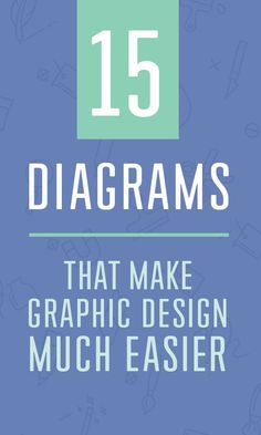 the title for 15 diagrams that make graphic design much easier, with blue background and white lettering