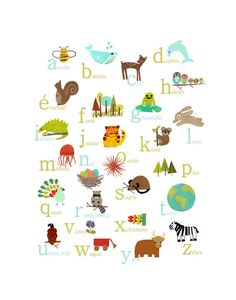 an animal alphabet poster with animals and letters