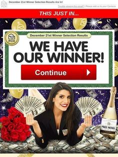 a woman is holding money and posing for a photo with the words we have our winner