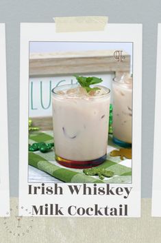 three pictures of irish whiskey milk cocktails