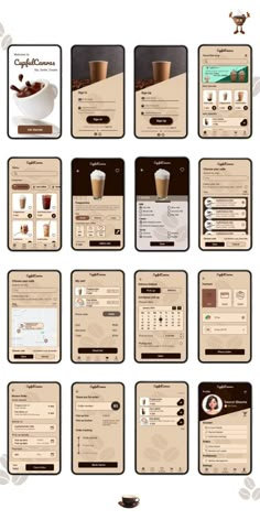 a bunch of menus with different types of food on them