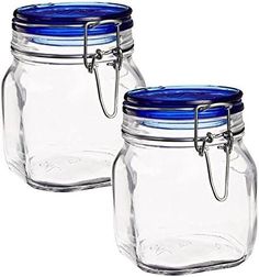 PRICES MAY VARY. Fido Square Jar with Blue Lid, 0.75 Liter (Pack of 2) Square Glass Jars, Dog Grooming Clippers, Square Jars, Dry Food Storage, Jar Design, Bormioli Rocco, Plastic Ware, Glass Food Storage, Mason Jar Wine Glass