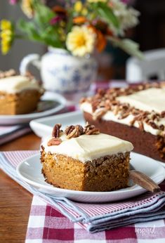 a slice of carrot cake on a plate