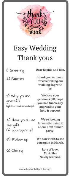 a wedding thank card with the words, easy wedding thank you's written on it