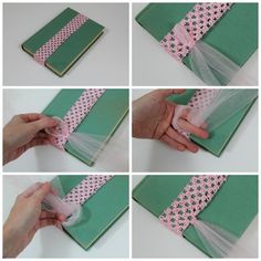 how to make a no - sew tulle book cover with ribbon and mesh