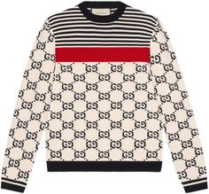 Mens Striped Sweater, Sport Fashion Man, Shop Gucci, Crew Neck Sweaters, Gucci Mens, Mens Fashion Sweaters