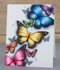 a card with colorful butterflies on it