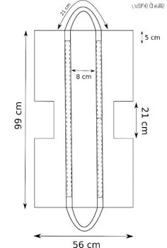 a drawing of a door handle with measurements for the length and width, including 5 cm