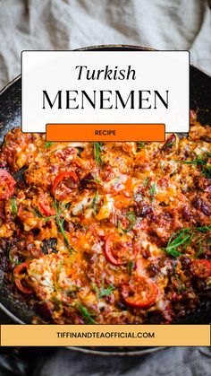 Menemen in a pan on a cloth Turkish Menemen, Delicious Smoothie Recipes, Breakfast Spread, Easy Weekday Meals, Yummy Smoothie Recipes, Middle Eastern Recipes, Authentic Recipes