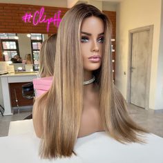 100% Human Hair Full Lace Wigs Light Brown Blonde Highlights Wig Silky Straight Lace Front Wig Light Brown Blonde Highlights, Brown Blonde Highlights, Straight Lace Front Wig, Brown With Blonde Highlights, European Hair, Straight Lace Front Wigs, Brown Highlights, Brown Blonde, Natural Women