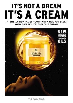 It's not a Dream, It's a Cream! New Oils of Life Sleeping Cream! #dreamcream #beautysleep #thebodyshopaust Dream Cream, Oil Shop, House Supplies, Vegan Skincare, Radiant Skin, Body Skin Care