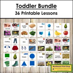 an image of toddler printable activities for learning numbers and shapes with pictures on them