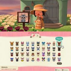 an animal crossing game with many items on the screen and in the background, there is a