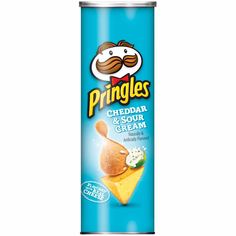 pringles cheddar and sour cream in a can on a white background