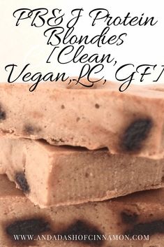 three chocolate fudges stacked on top of each other with the words vegan gf