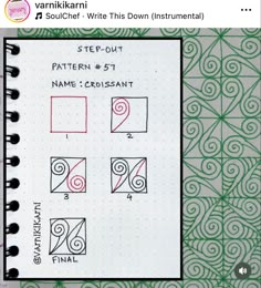 the instructions for how to make an origami pattern on a notebook with markers