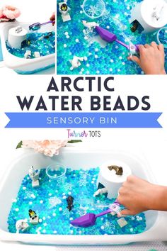 the instructions for how to make an arctic water bead bathtub with soap and toothbrushes