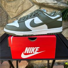 Brand New, With Box. Size: 8.5 Women’s / 7y Size: 8 Women’s / 6.5y Proof Of Purchase Available Nike Dunk Low Medium Olive, Streetwear Chic, Size 8 Women, Sneaker Games, Nike Green, Nike Dunk Low, Sneaker Collection, Dunk Low, Shoes Nike