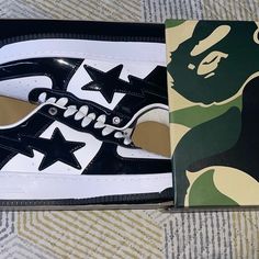 Black and White Bapesta Bapesta Black And White, Black Bapesta, White Bapesta, Bapesta Shoes, Ig Store, Character Design References, Hummel Sneaker, Design Reference, Cute Shoes