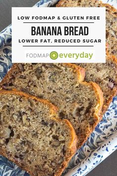 two slices of low fodmap and gluten free banana bread on a plate