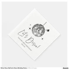 a party napkin with a disco ball on it