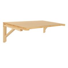 a wooden table that is sitting on a white background