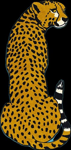 a drawing of a cheetah sitting on the ground with its legs spread out