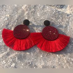 Spice Up Any Look With With These Dazzling Beauties. Chic Red Summer Jewelry, Chic Red Earrings For Summer, Red Earrings For Spring Party, Red Earrings For Summer Party, Red Summer Party Jewelry, Red Fringe Jewelry For Summer, Red Fringe Summer Jewelry, Red Earrings, Spice Up