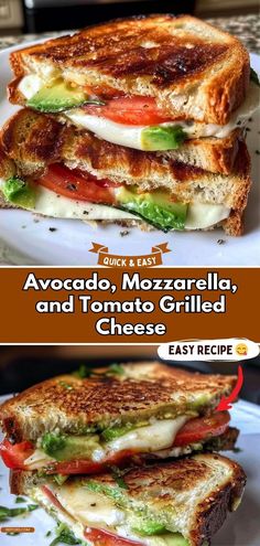 the grilled cheese sandwich has tomato, mozzarella, and lettuce