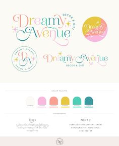 the logo for dream avenue is shown in different colors