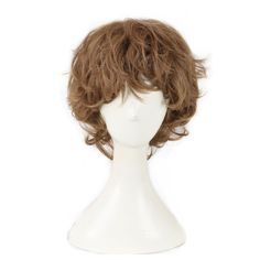 PRICES MAY VARY. This short brown male wig perfect for Halloween, concerts, theme parties, weddings, dating, themed party and other occasion. Good Material and design, Adjustable Monofilament Net Material of man's cosplay wigs : synthetic fiber, it's made of high-temperature wire One wig + One Wig cap Size:Length :32CM Shipping weigth:160G Material:Synthetic High Temp Fiber Content:1* wig + 1* free wig cap Occasion:Fun as birthday or holiday gifts,Halloween party, Cosplay party,Christmas or birt Mens Wig, Boy Wigs, Wigs Male, Male Wigs, Brown Hair Halloween Costumes, Men's Wigs, Mens Wigs, Curly Hair Wig, Natural Waves