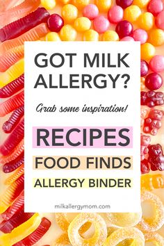 a sign that says, got milk allergy? grab some inspiration food finds allergy binder