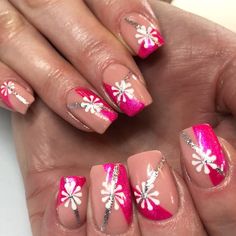 Geometric daisies with a silver glitter and dark pink nail art are quite spectacular. If you want everyone to notice you, go for this nail design. Dark Pink Nail Art