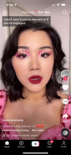 Valintens Makeup Looks, Valentine’s Day Eyeshadow, Valentine’s Day Make Up Looks Simple, Valentine Eyeshadow Looks, V Day Makeup, Valentines Day Makeup Simple, Valentine's Makeup Looks, Valentines Makeup Simple, Lovecore Makeup