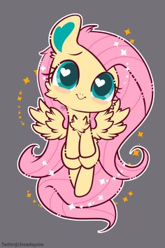 a pink pony with big blue eyes and stars around it's neck, standing in front of a gray background