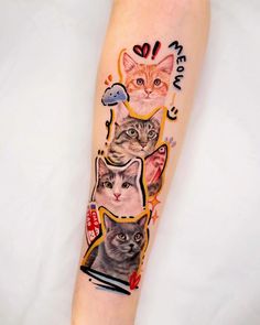 a woman's arm with cats on it