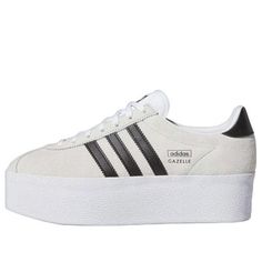 (WMNS) adidas Gazelle Up 'White Black' IH1289 Platform Tennis Shoes, Platform Tennis, Kelly Wearstler, Adidas Gazelle, White Adidas, Tennis Shoes, White Black, White And Black, Tennis