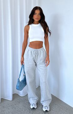 The Stick With Me Wide Leg Sweatpants Grey Marle. Head online and shop this season's latest styles at White Fox. Express delivery and AfterPay available. Grey Straight Leg Sweatpants Outfit, Everyday Wide Leg Athleisure Joggers, Athleisure Wide-leg Joggers With Ribbed Waistband, Wide Leg Joggers With Elastic Waistband For Leisure, Everyday High-waisted Sweatpants With Elastic Waistband, Sunday Afternoon Outfit, Wide Leg Sweatpants Outfit, Straight Leg Sweatpants Outfit, Sweatpants Grey