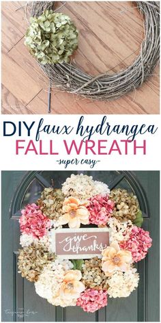 a diy faux hydrant wreath with flowers on it and the words diy faux hydra