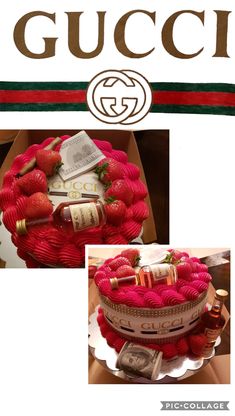 a gucci advertisement with strawberries in a basket