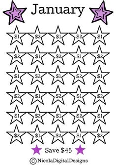 a printable calendar with stars for the month of january and five - pointed stars