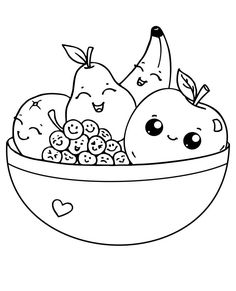 two fruit in a bowl with hearts on the side