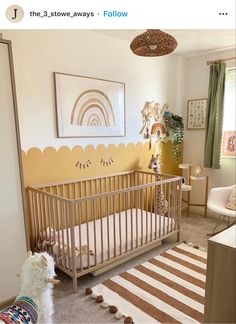 a baby's room with an animal themed crib